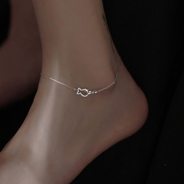 Sterling Silver Simple Multilayer Anklet For Women