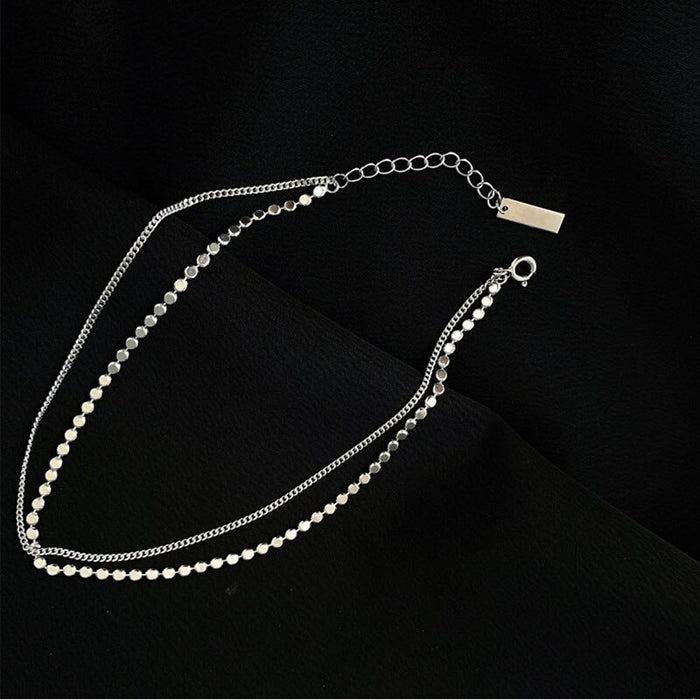 Silver Sterling Double Layer Round Anklet For Women