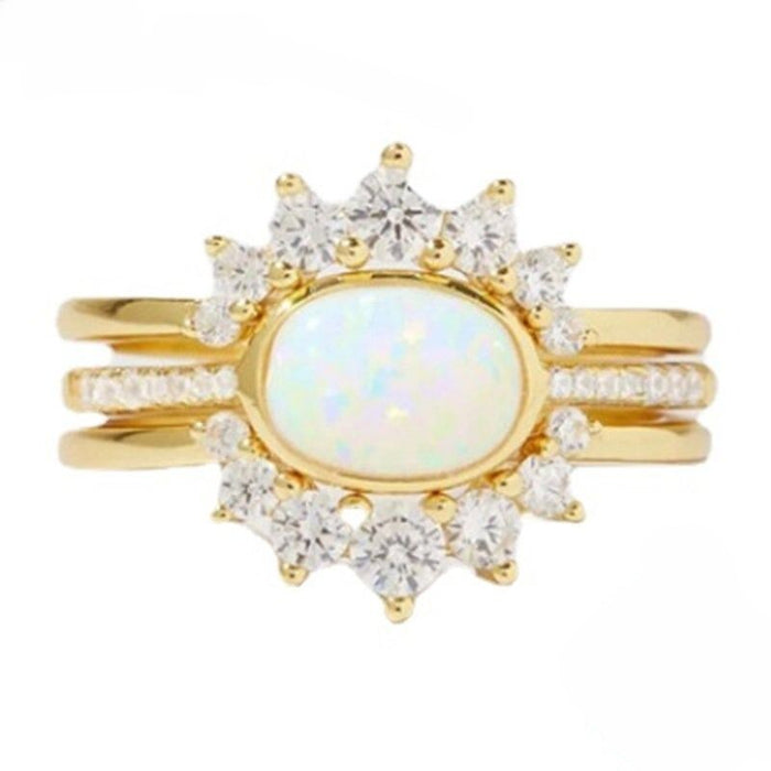 Sterling Silver Stackable Opal Ring For Women