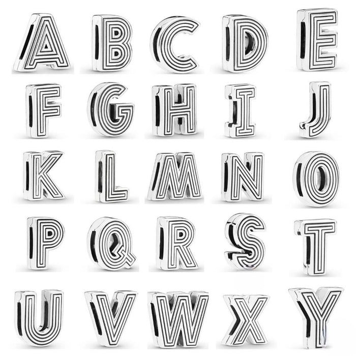 Sleek Sterling Silver Alphabet Letter Charm DIY For Jewelry