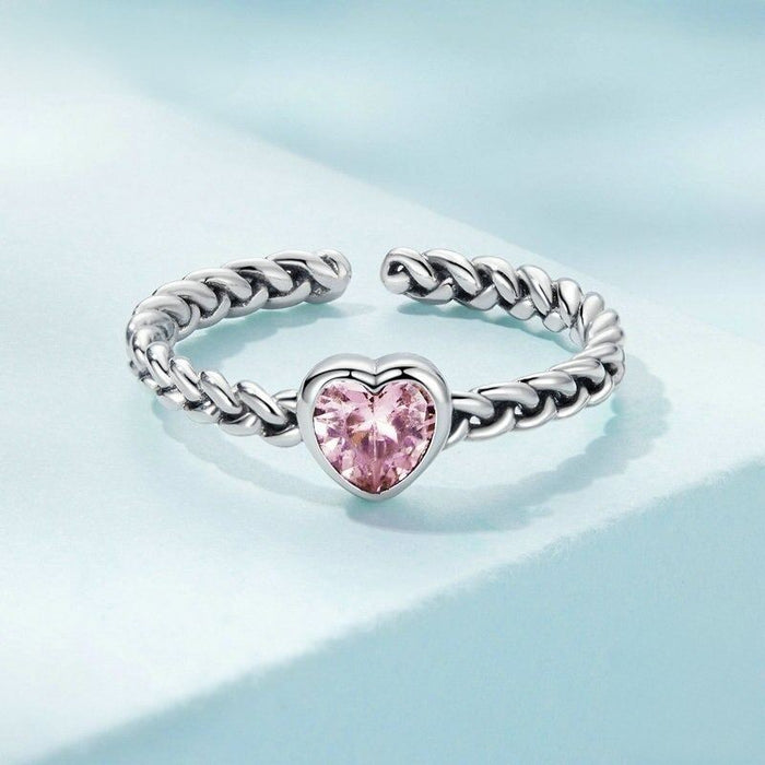 Sterling Silver Braided Texture Twisted Ring For Women