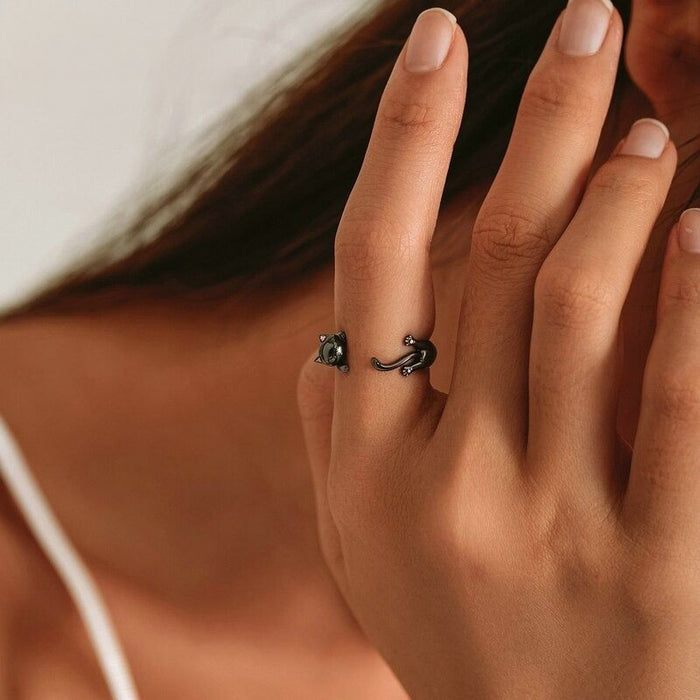 Sterling Silver Creative Dark Black Ring For Women
