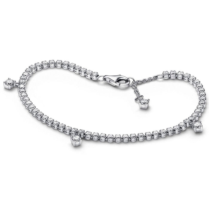Sterling Silver Sparkling Drops Chain Bracelet