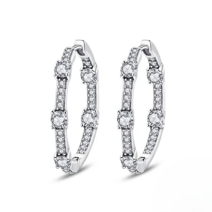 Sterling Silver Charm Double Hoop Earrings For Women