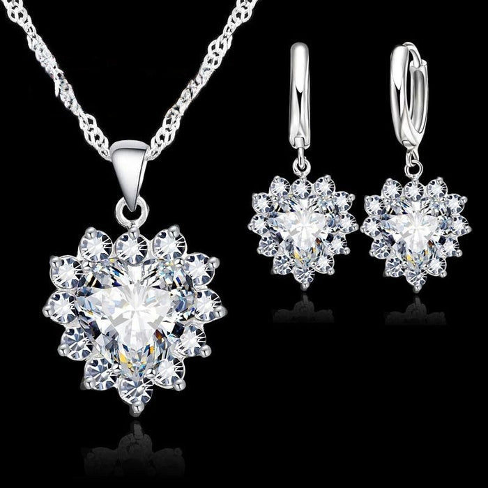 Sterling Silver Zirconia Jewelry Set For Women