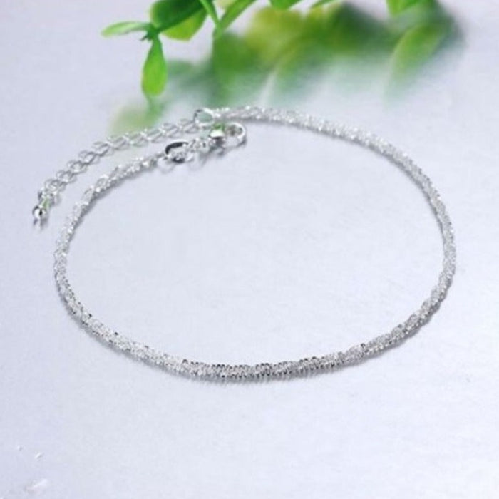 Women's Sterling Silver Chain Pearls Anklet