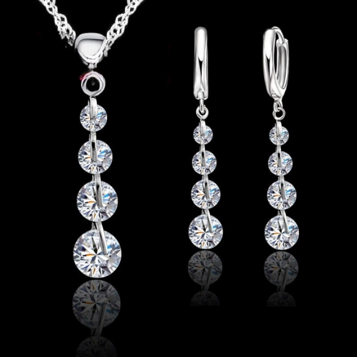 Sterling Silver Cubic Zirconia Jewelry Set For Women