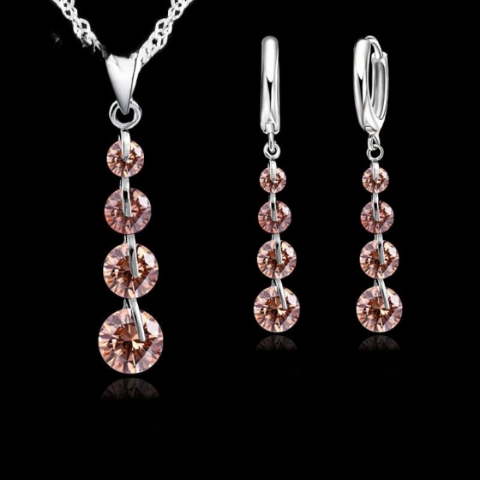 Sterling Silver Cubic Zirconia Jewelry Set For Women