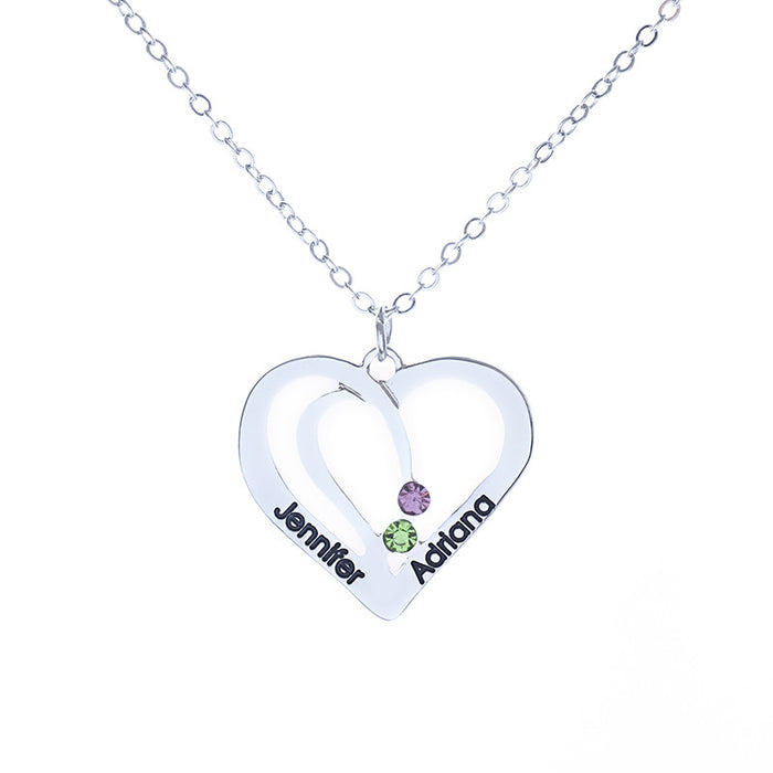 Personalized Double Heart Crystal Pendant - Ashley Jewels - 2