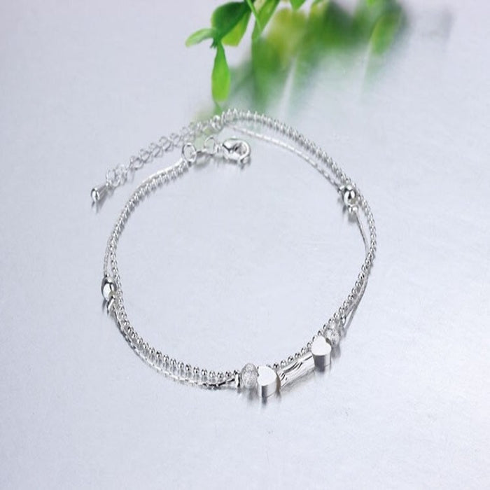 Silver Sterling Star Chain Pearls Anklet For Women