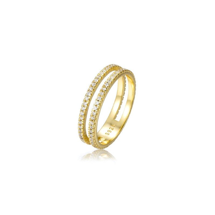Sterling Silver Two Circle Pave Eternity Ring For Women