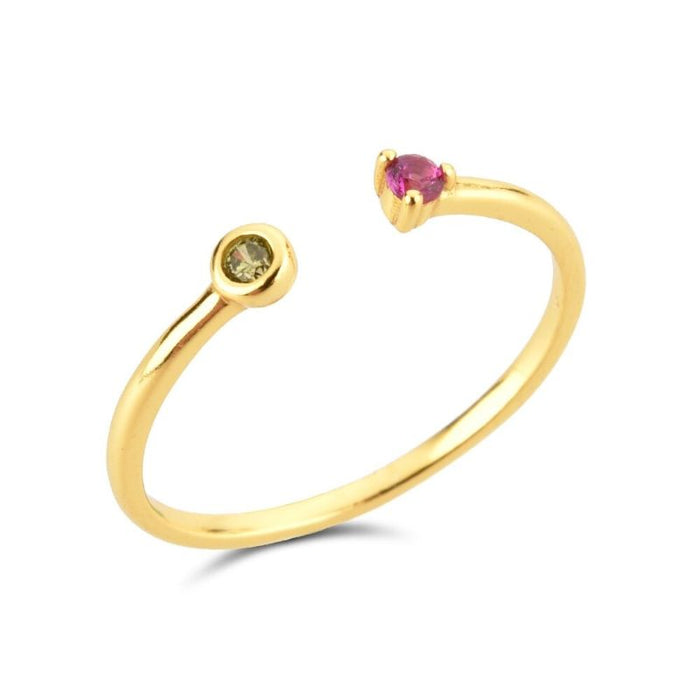Sterling Silver Gold Coated Tourmaline Ring For Women