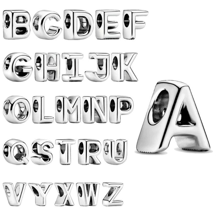 Sterling Silver Alphabet Letter Charm DIY Jewelry