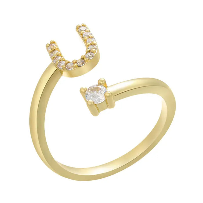 Letters Ring With Cubic Zirconia