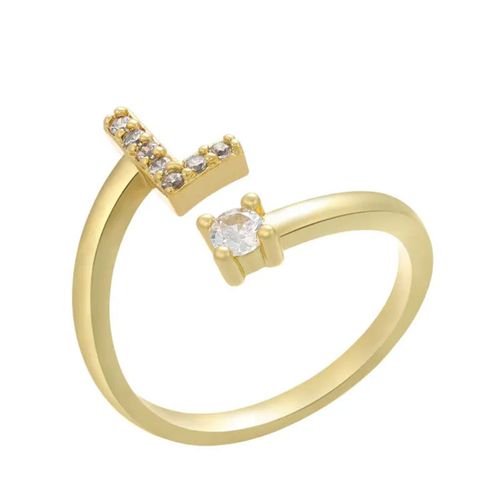 Letters Ring With Cubic Zirconia