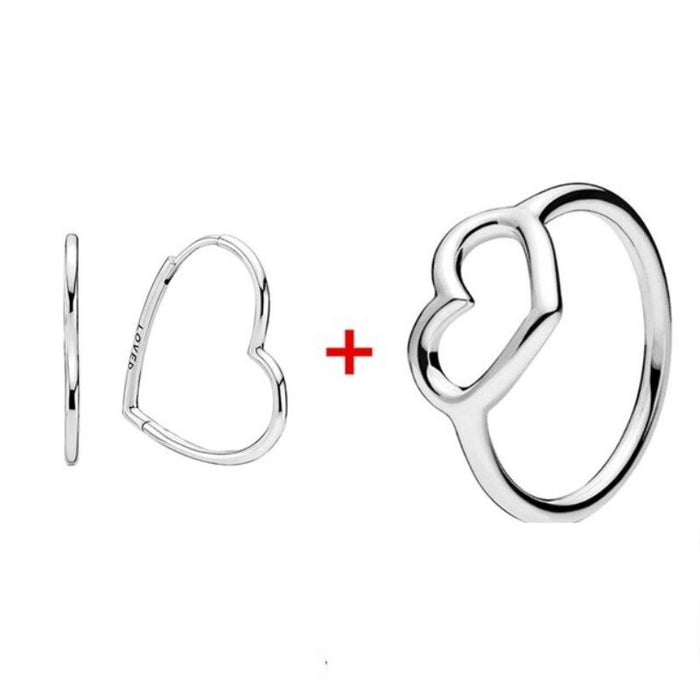 Silver Sparkling Sterling Zircon Ring & Earring Set For Women