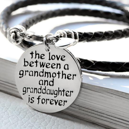 The Love Between a Grandmother and Granddaughter is Forever - Hand Stamped Bracelet