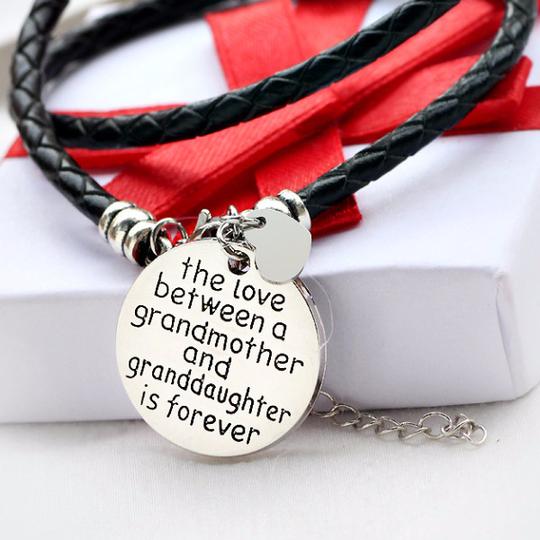 The Love Between a Grandmother and Granddaughter is Forever - Hand Stamped Bracelet