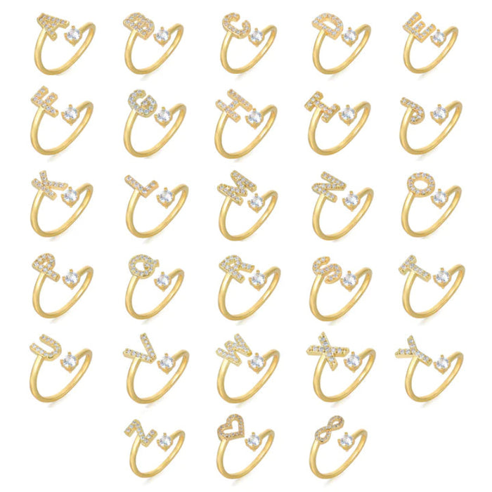 Letters Ring With Cubic Zirconia