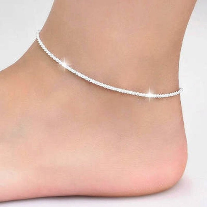 Sterling Silver Anklet Two Layers Star Beads For Women