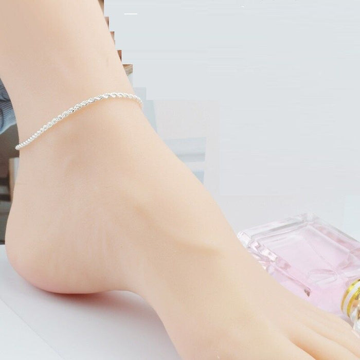 Silver Sterling Two Layers Star Anklet For Women