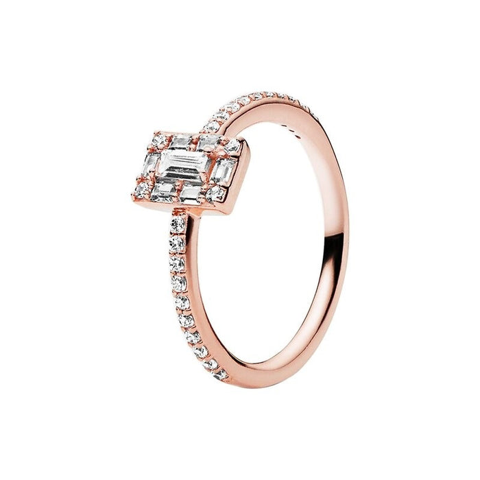 Sterling Silver Clear Zircon Shiny Ring For Women
