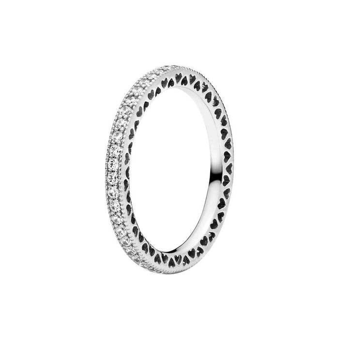 Zircon Sterling Silver Clear Sparkling Ring For Women