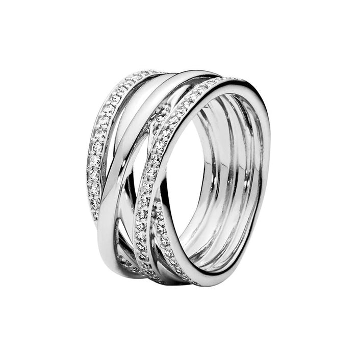 Zircon Sterling Silver Clear Sparkling Ring For Women