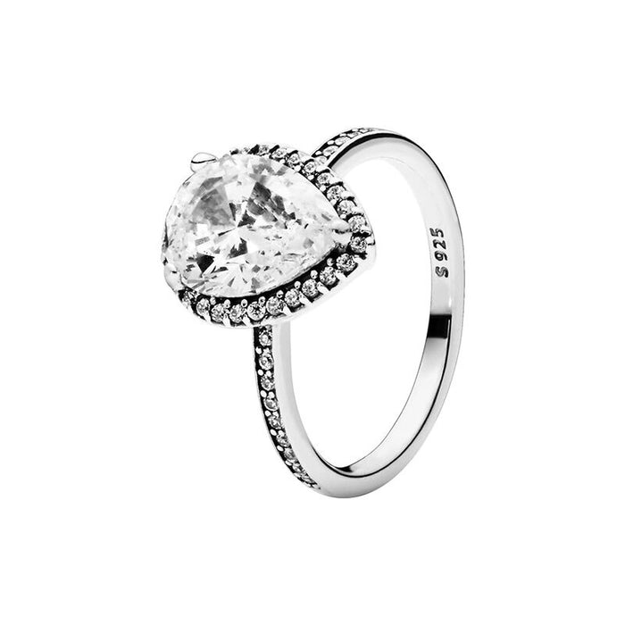 Sterling Silver Clear Zircon Sparkling Wedding Ring For Women
