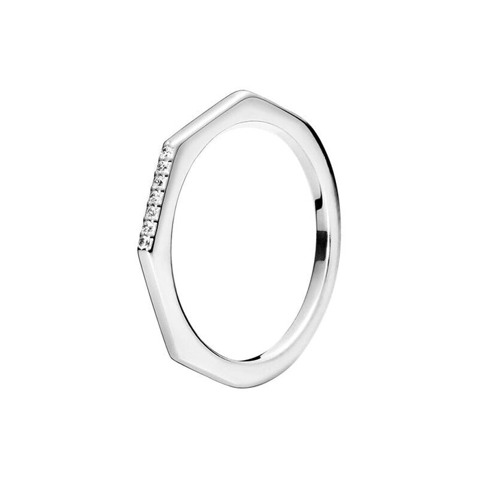 Sterling Silver Clear Zircon Sparkling Wedding Ring For Women