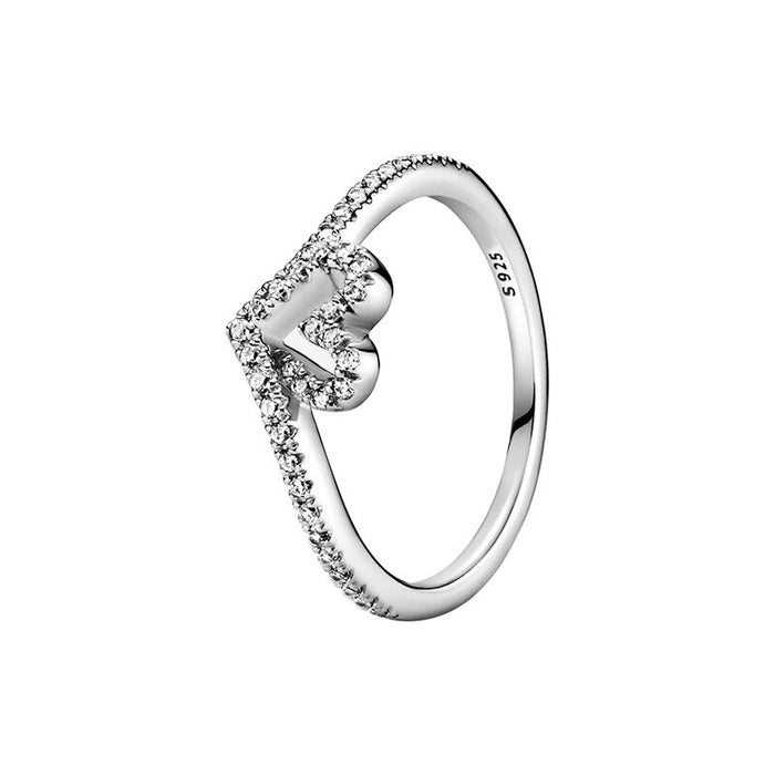 Sterling Silver Zircon Clear Sparkling Ring For Women