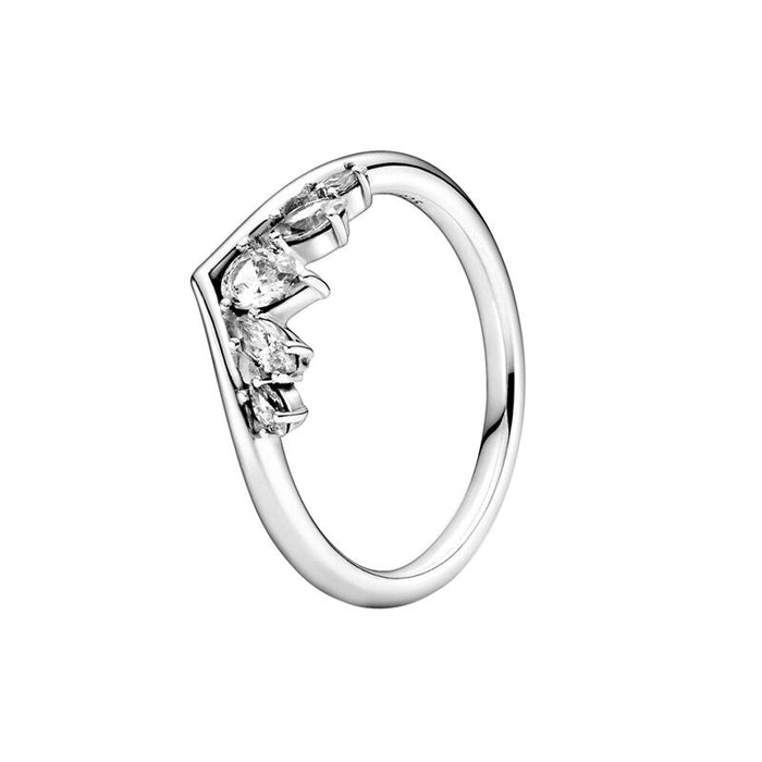 Sterling Silver Clear Zircon Sparkling Ring For Women