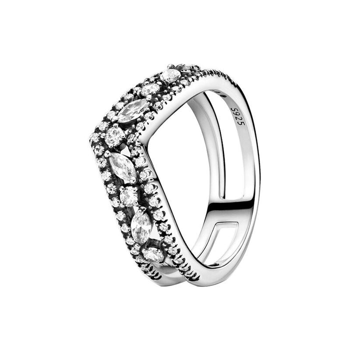 Sterling Silver Zircon Round Sparkling Ring For Women