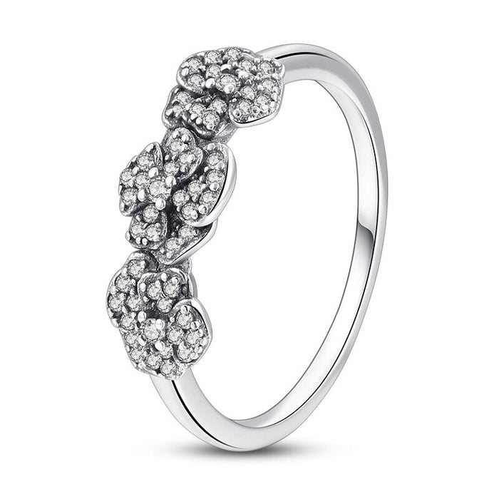 Zircon Sterling Silver Clear Sparkling Ring For Women