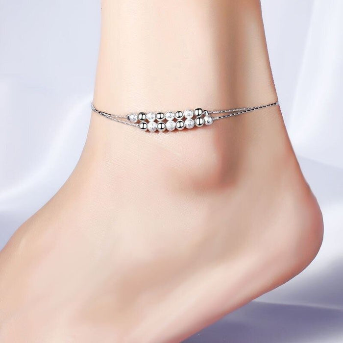 Sterling Silver Chain Pearls Anklets For Women