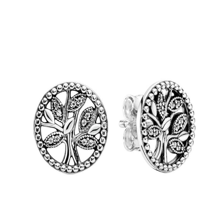 Sterling Silver Sparkling Stud Women Earrings