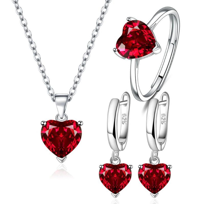 Heart Shape Sterling Silver Jewelry Set For Women