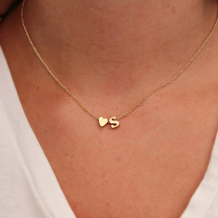 Tiny Heart Dainty Initial Personalized Letter Name Necklace