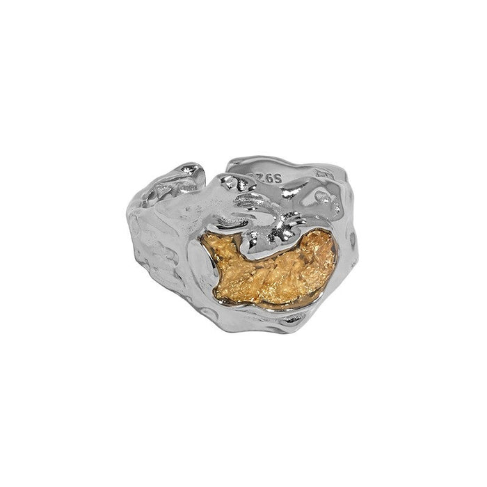 Sterling Silver Irregular Surface Ring For Women