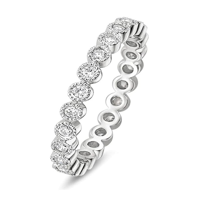 Sterling Silver Cubic Zirconia Half Eternity Stackable Ring For Women