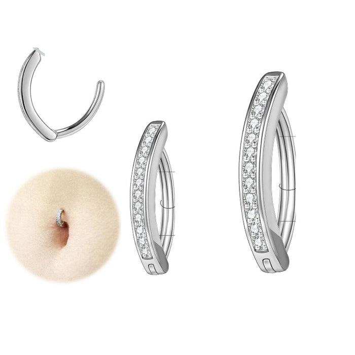 Silver Zircon Navel Piercing Minimalist Belly Ring For Women