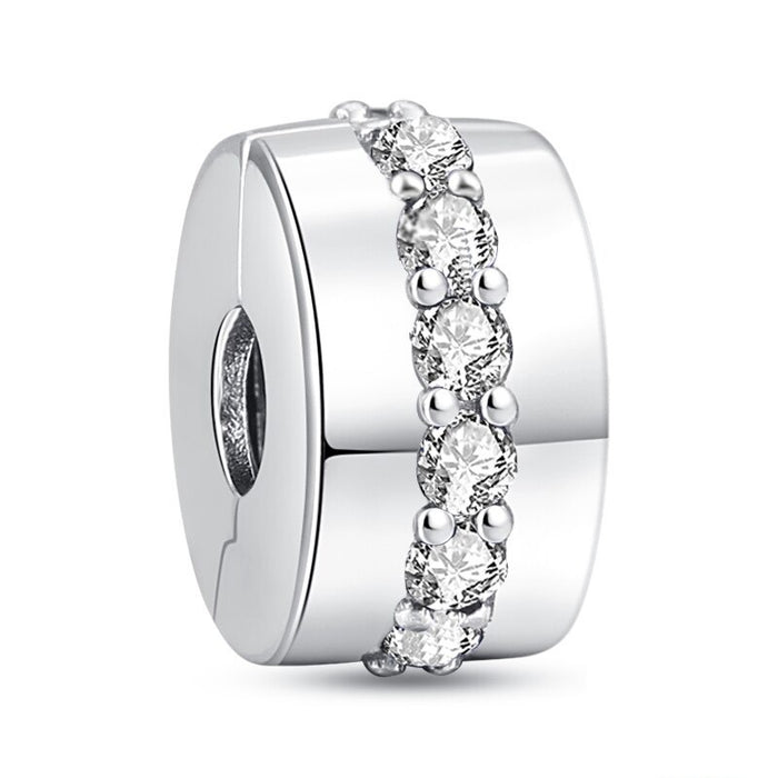 Sterling Silver Zircon Sparkling Bead For Women DIY Jewelry