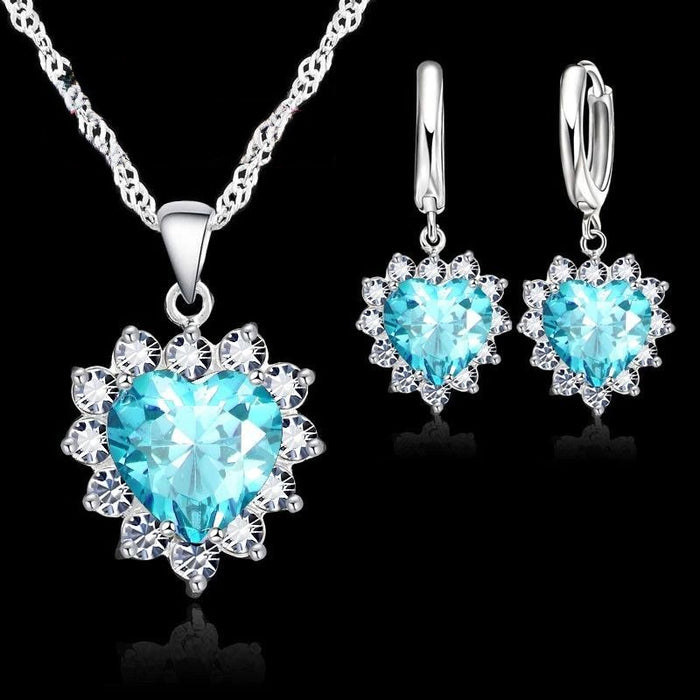 Sterling Silver Zirconia Jewelry Set For Women