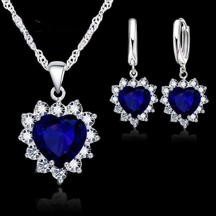 Sterling Silver Zirconia Jewelry Set For Women