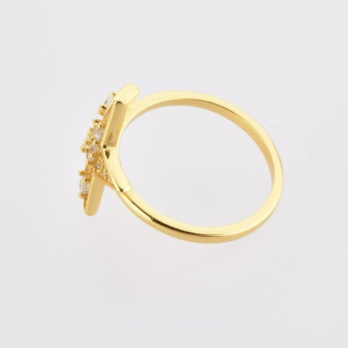 Sterling Silver Gold Full Zircon Star Size Ring For Women