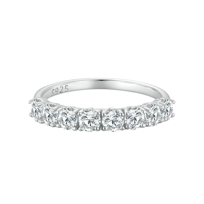 Sterling Silver Round Moissanite Eternity Ring For Women