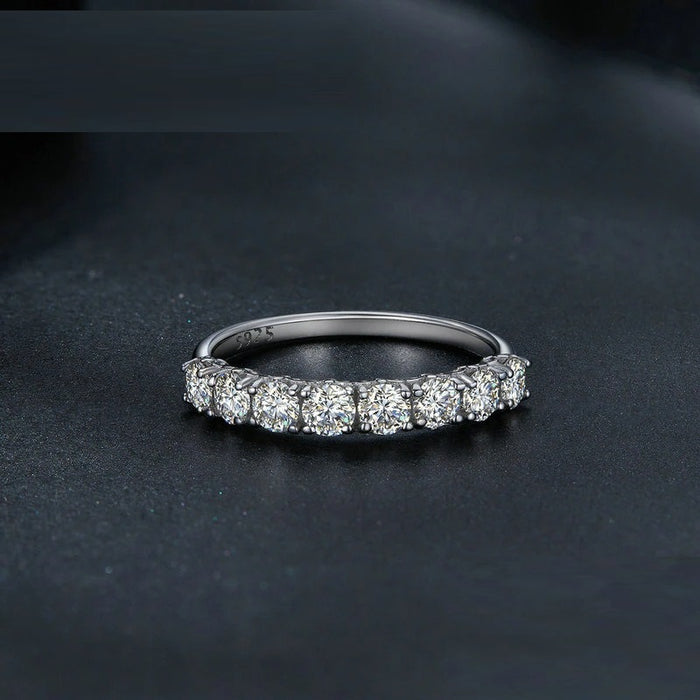 Sterling Silver Round Moissanite Eternity Ring For Women