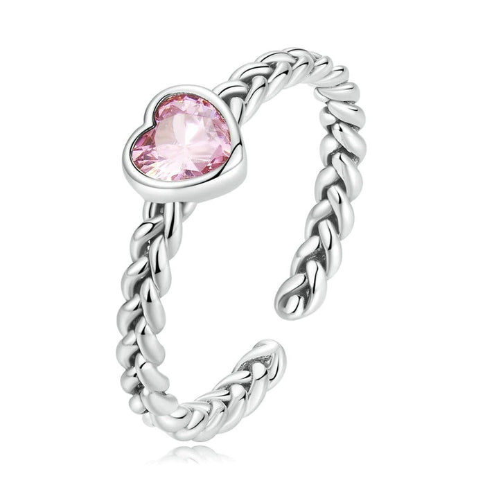 Sterling Silver Braided Texture Twisted Ring For Women