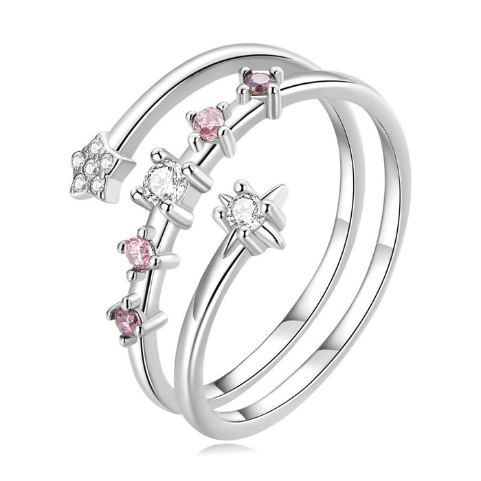Sterling Silver Multi-Layer Star Ring For Women