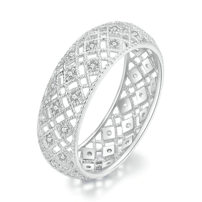 Sterling Silver Stylish Hollow Pattern Ring For Women